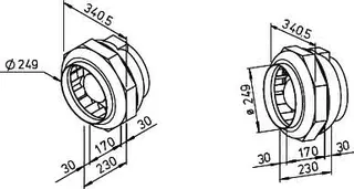 Helios RRK 250 Rohrventilator 1-PH Gehäuse glasfaserverst. Kunststoff – Bild 2
