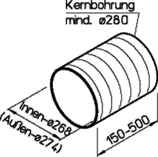 Helios WER 225/250 Wand-Rohrhülse ND 250 mm Länge: flexibel, max. 500 mm – Bild 2