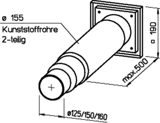 Helios TMK 125/150 Teleskop-Mauerkasten f. Wanddurchf., m.Stutzen DN 125/150/160 – Bild 2