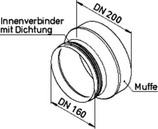 Helios IP-ARZ 200/160 Muffe DN200 a. Stutzen DN160 m. Dichtung – Bild 2