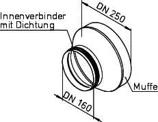 Helios IP-ARZ 250/160 Muffe DN250 a. Stutzen DN160 m. Dichtung – Bild 2