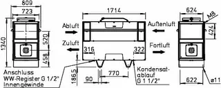 Helios KWL EC 1800 S PRO WW Standgerät m. WRG, el.VH,WW-NH,Bypass,Grafikdisplay – Bild 2