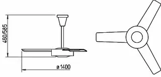 Helios DVW 140 Deckenventilator Metall, weiß 3-Blatt-Laufrad, 1400 mm – Bild 2