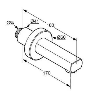 Kludi Zenta Wanneneinlauf Ausladung 170 mm chrom – Bild 2