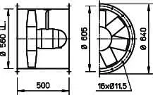 Helios HRFD 560/6 TK Axialventilator 3-PH, Föderrichtung B – Bild 2