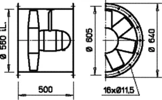 Helios HRFD 560/4 TK Axialventilator 3-PH, Föderrichtung B – Bild 2