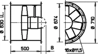 Helios HRFD 630/6 TK Axialventilator 3-PH, Föderrichtung B – Bild 2
