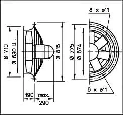 Helios HWD 630/6 TK Axialventilator 3-PH, mit Gitter – Bild 2