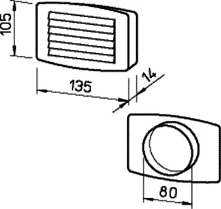 Helios LGK 80 Lüftungsgitter Kunststoff DN 80 weiss – Bild 2
