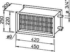 Helios WHR 2/40/20 Warmwasser-Heizreg. f. Rechteck-Kanäle – Bild 2
