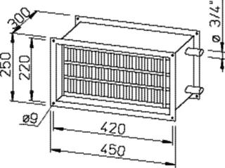 Helios WHR 4/40/20 Warmwasser-Heizreg. f. Rechteck-Kanäle – Bild 2