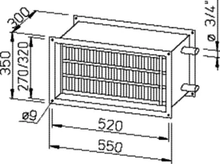 Helios WHR 2/50/25 30 Warmwasser-Heizreg. f. Rechteck-Kanäle – Bild 2