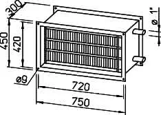 Helios WHR 2/70/40 Warmwasser-Heizreg. f. Rechteck-Kanäle – Bild 2