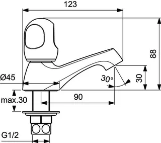 Ideal Standard Standventil Alpha, Ausladung 90mm, Chrom – Bild 4