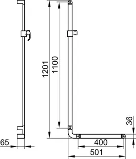Keuco Winkelgriff Elegance 31606, verchromt rechte Ausf.,m.Brausehalter, 501/1201 mm – Bild 2