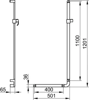 Keuco Winkelgriff Elegance 31606, verchromt linke Ausf.,m.Brausehalter, 501/1201 mm – Bild 2