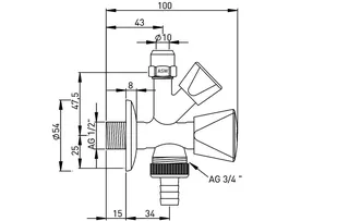 ASW Kombi-Eckventil 1/2" f.CU-Rohr 10mm mit RV und Rosette, Nr.421851 – Bild 2