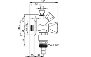 ASW Kombi-Eckventil 1/2" f.CU-Rohr 10mm m.RB,RV,Rosette,selbstdichtend Nr.421863 – Bild 2