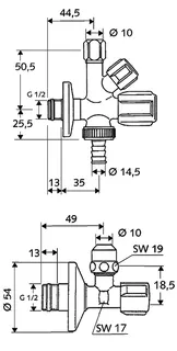 sanibel-Armaturenanschluss-Set A19 mit Kombi-Eckvtl/Eckvtl ASAG DN 15 (1/2") vc – Bild 2