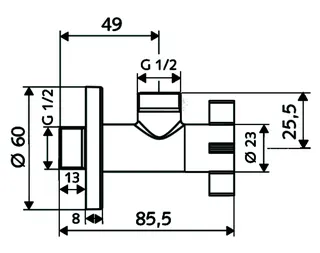 SCHELL Design-Eckventil 4WING regulierbar, ohne Verschr., 1/2", chrom – Bild 2
