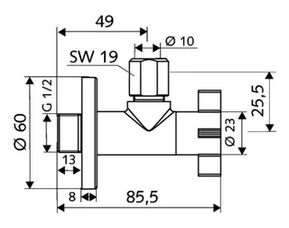 SCHELL Design-Eckventil 4WING regulierbar, 1/2", chrom – Bild 2
