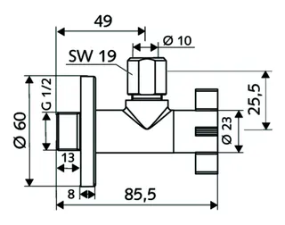 SCHELL Design-Eckventil 4WING regulierbar, 1/2", chrom – Bild 3