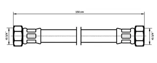 NEOPERL NEOFLEX Panzerschlauch DN13 IG x IG, 3/4" x 3/4" 150 cm – Bild 2