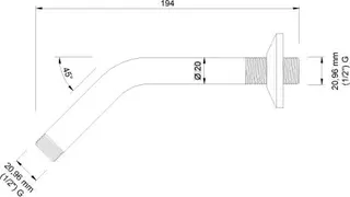 sanibel 1001-Wand-Brausearm DN 15 (1/2") abgewinkelt 194 mm lang – Bild 2