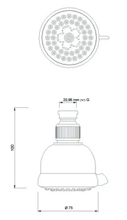 sanibel 1001-Kopfbrause DN 15 (1/2") dreistrahlig d.70 mm verchromt – Bild 2