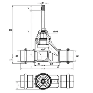 AIPS SF SEPP UP Geradsitzv. lg. Spindel d22 (DN20) I/I DR-MS EPDM – Bild 2