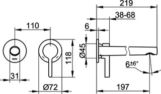 EH-Waschtisch-Batterie UP f. Wandm. Ausl.=265 mm more4YOU, verchr. – Bild 2