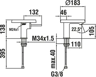 Waschtisch-Mischer mit Deko-Disk K-LAUFEN Auslauf 110mm o.Ablaufventil chrom – Bild 2