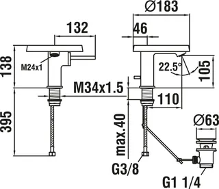 Waschtisch-Mischer mit Deko-Disk K-LAUFEN Ausladung 110mm m.Ablaufventil chrom – Bild 2