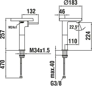 Waschtisch-Mischer hohe Ausf. mit Deko-Disk K-LAUFEN Ausld. 132mm o.Ablaufv chrom – Bild 2