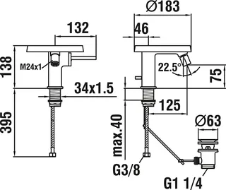 Bidetmischer mit Deko Disc K-LAUFEN Ausladung 125 mm mit Ablaufventil chrom – Bild 2