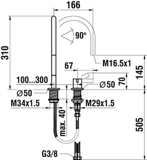 2-Loch Waschtisch-Mischer K-LAUFEN Ausld. 166 mm ohne Ablaufventil chrom – Bild 2