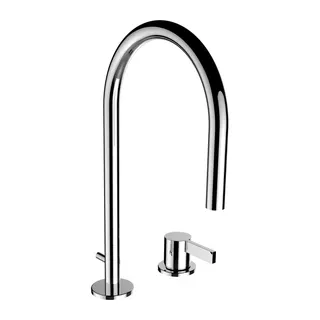 LF 2-Loch WT-Mischer K-LAUFEN Ausld. 166mm mit Ablaufventil chrom