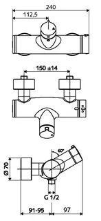 SCHELL AP-Duscharmatur VITUS VD-T/u Auf/Zu, Thermostat, Anschl. unten, chrom – Bild 2
