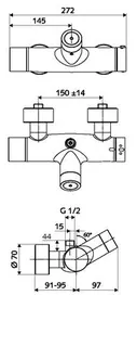 SCHELL AP-Duscharmatur VITUS VD-C-T/o CVD, Thermostat, Anschl. oben, chrom – Bild 2