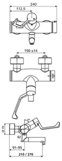 SCHELL AP-Waschtisch-Armatur VITUS VW-AH-T Klinik-EHM, Thermostat, 210 Ausl., chrom – Bild 3