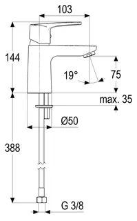 Waschtischarmatur o. Ablaufg., klein aktiv4YOU 2.0, DIN DVGW-Zert.105mm, vc – Bild 2