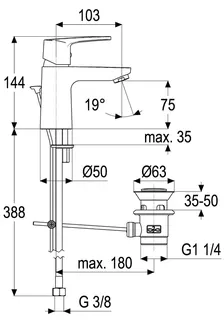 Waschtischarmatur m. Ablaufg., klein aktiv4YOU 2.0, DIN DVGW-Zert.105mm, vc – Bild 2