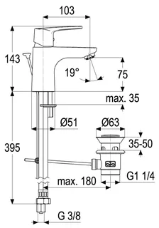 Waschtischarmatur m. Ablaufg., klein aktiv4YOU 2.0, DIN DVGW-Zert.105mm,ND vc – Bild 2