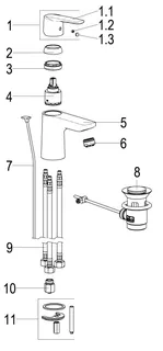 Waschtischarmatur m. Ablaufg., klein aktiv4YOU 2.0, DIN DVGW-Zert.105mm,ND vc – Bild 3