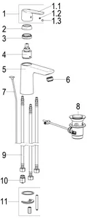 Waschtisch-Armatur m.Ablaufg. Ausl. 125mm aktiv4YOU 2.0, DIN DVGW-Zert.für ND, vc – Bild 3