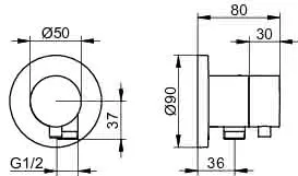 Keuco Absperrventil IXMO Comfort 59541,rund Schlauchanschluss, verchromt – Bild 2