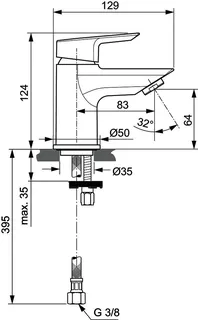 Ideal Standard Waschtischarmatur Tesi, Piccolo, 5 l/min., o.Ablgarn., Ausld. 83mm, Chrom – Bild 3