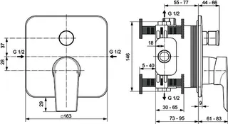 Ideal Standard Badearmatur UP Tesi, Bausatz 2, Rosette 163x163mm, Chrom – Bild 2