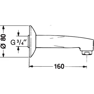 Auslauf HANSA 0598 Ros. rund L=160 Ausld. 160 mm DN20 chr – Bild 3