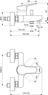 sanibel 1001-Badebatteriekörper A16 verchromt – Bild 2